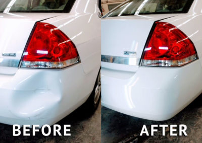White Impala Bumper Repair Before & After